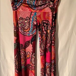 Boho flare paisley patterned pants
